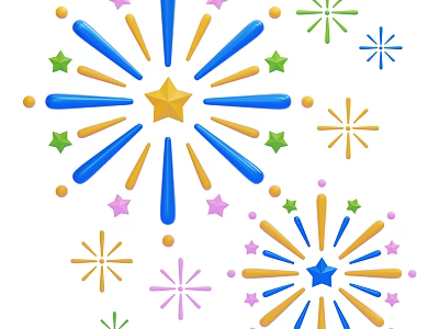 Vibrant Multi Color Decorative Ornament Set With Firework Star And Radiant Patterns 3d model