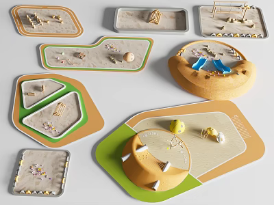 Colorful Playground Equipment With Diverse Shapes And Designs 3d model