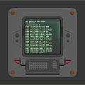 Other Vintage Terminal With Green Text Display Small Integrated Keyboard Gray Body Orange Mounting Points