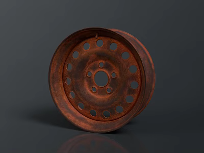 Metallic Brown Car Wheel Hub Design With Holes On Dark Background 3d model