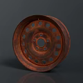 Metallic Brown Car Wheel Hub Design With Holes On Dark Background