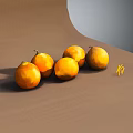 Fresh Ripe Orange Fruits Placed On Brown Surface With Gray Background