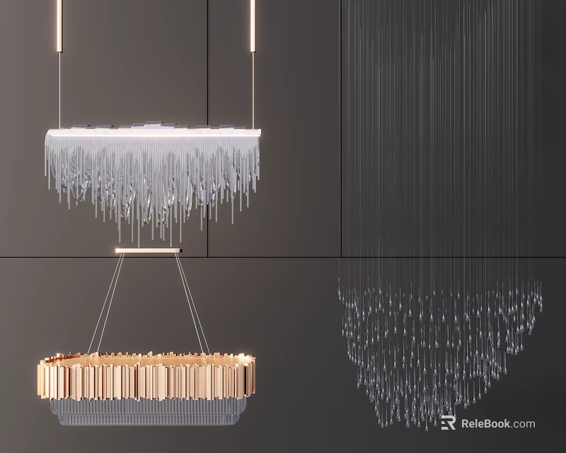 Various Modern Chandelier Designs With Crystal Fringe Tassel And Metal Frame 3d model 