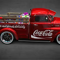 Red Vintage Truck With Coca-Cola Logo And Classic Shiny Exterior Design
