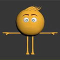 3D Yellow Cartoon Character With Spiky Hair Big Green Eyes Extended Arms and Friendly Expression