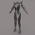 Futuristic Metallic Combat Armor With Spiked Shoulders And Full Body Design