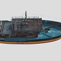 Rusty Ship Featuring Black Yellow Red Hull Deck Crane And Superstructure