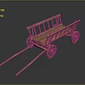 Vintage Wooden Handcart With Two Spoked Wheels And Wooden Frame Handle