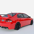 Red Sporty Honda Sedan With Black Hood Black Wheels And Rear Spoiler