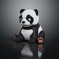 Adorable Sitting Panda Doll With Black White Fur Blue Eyes And Pink Paws