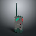 Gray And Green Walkie Talkie Daily Use Electrical Appliance With Antenna Display Screen And Buttons