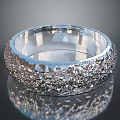 Sculptural Carving Silver Bangle With Intricate Pattern And Shiny Metallic Surface 3d model