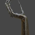 Spiked Mechanical Claw Weapon Featuring Metal Construction And Red Gem Accent 3d model