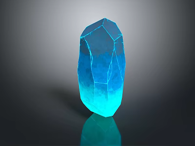 Blue Geometric Crystal With Translucent Gradient Surface And Dark Background Reflection 3d model