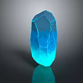Blue Geometric Crystal With Translucent Gradient Surface And Dark Background Reflection