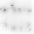 Various Design Pendant Lights With Different Shapes And Multiple Colors Hanging On White Background