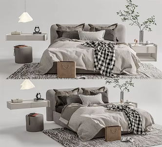Modern B & B Italia Double Bed 3d model