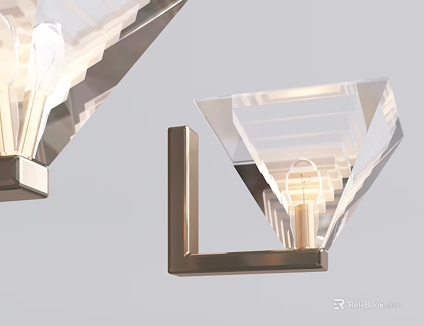 Modern Wall Lamp With Transparent Glass Shade And Metal Bracket For Soft Ambient Lighting 3d model 