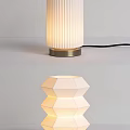 Modern Table Lamps With Textured Shade And Geometric Polyhedral Design Illuminated For Home Decor
