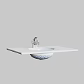 Wall Mounted Washbasin Vanity with White Countertop Blue White Bowl Sink and Silver Faucet