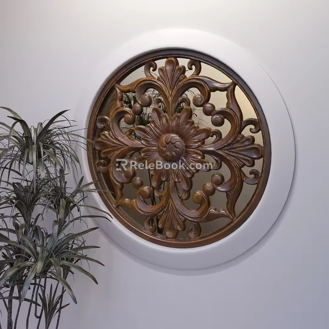 Wood carving partition Wood carving window grilles New Chinese style window grilles window grilles partition 3d model