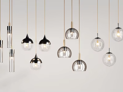 Stylish Modern Pendant Lights With Various Glass And Metal Designs For Home Decor 3d model