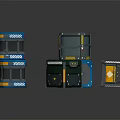Industrial Tech Related Equipment Gear With Various Colors Stacked Designs On Black Reflective Surface