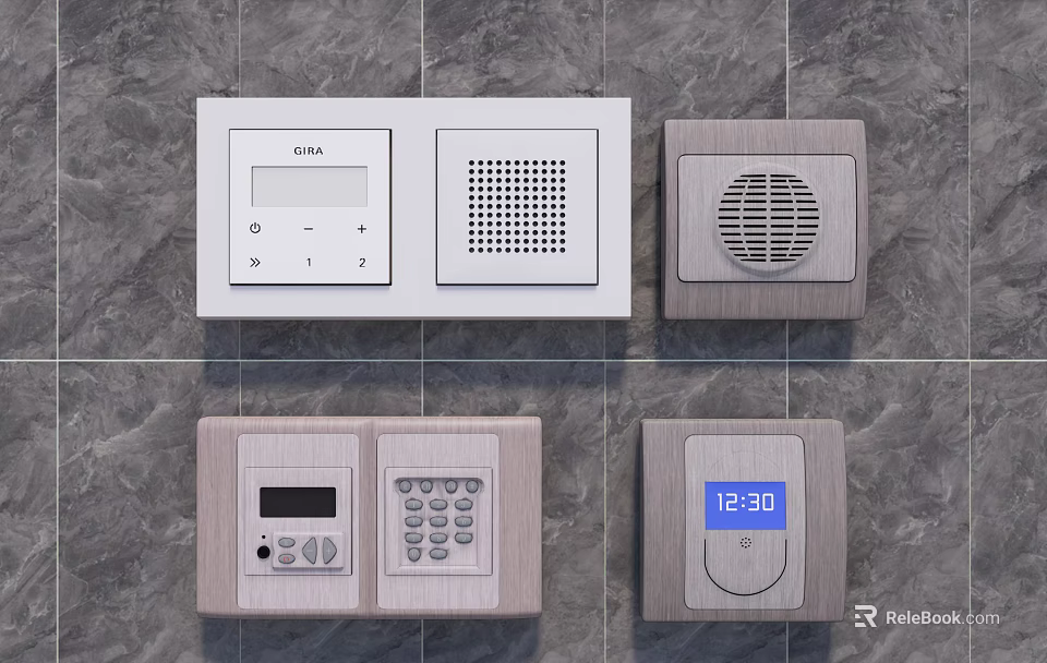Smart Digital Doorbell System With Control Panel Time Display And Wall Mounted Wood White Design 3d model 
