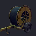 Electric Trolley Cable Reel Trailer With Yellow Frame And Wheels For Power Supply