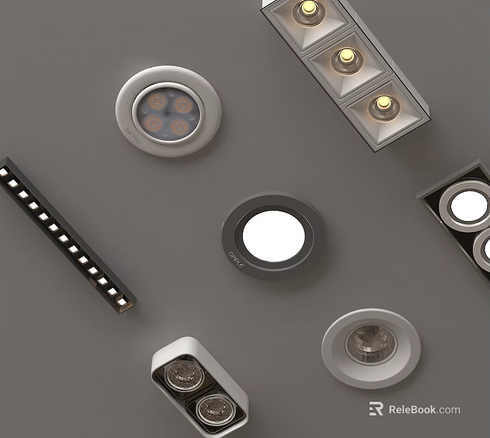 Modern Downlights And Spotlights In Various Styles With LED Technology For Home Lighting 3d model 