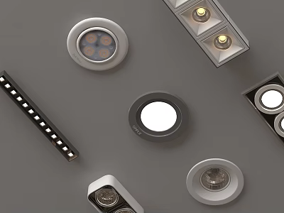 Modern Downlights And Spotlights In Various Styles With LED Technology For Home Lighting 3d model