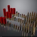 Different Types Of Metallic Bullets With Various Colors And Sizes Displayed