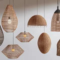 Woven Pendant Lights with Various Shapes Hanging for Stylish Interior Decor