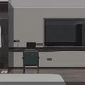 Hotel Guest Room With Two Double Beds White Sheets Desk Chair TV And Window