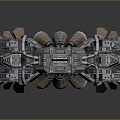 Futuristic Mechanical Structure With Multiple Arms Green Glowing Elements Hexagonal Core And Metallic Panels