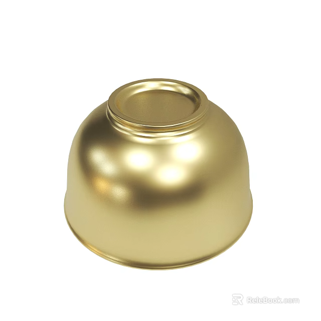 Shiny Golden Metal Bowl With Smooth Rounded Design And Reflective Surface 3d model 