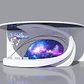 Modern Tech Company Reception Desk With Starry Background And Curved Design 3d model