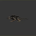 Fierce Game Movie Character With Long Sharp Fangs Spiked Back Rough Skin And Clawed Limbs