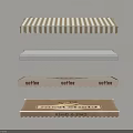 Various Design Awnings With Striped Pattern Smooth Surface Coffee Text And Decorative Edges 3d model
