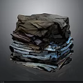 Stack Of Folded Multicolored Clothes With Various Shades And Soft Textures 3d model