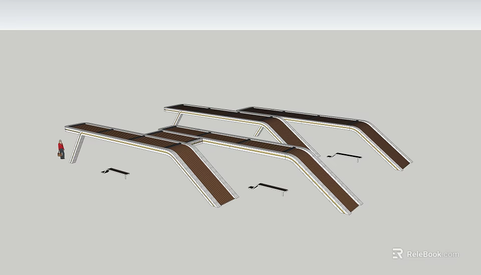 Modern Outdoor Pergola Design With Wooden Beams And Metal Support Structure 3d model 