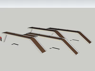 Modern Outdoor Pergola Design With Wooden Beams And Metal Support Structure 3d model