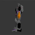 Robot Character With Purple Gray Armor Yellow Accents And Futuristic Mechanical Design