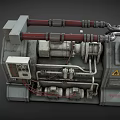 Industrial Mechanical Equipment With Complex Metal Pipes Gears And Gray Brown Structure