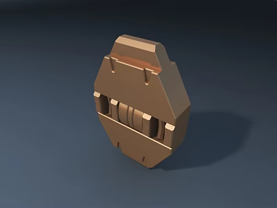 Octagonal Brown Metal Mechanical Part With Grooves And Protruding Top Structure 3d model