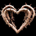Heart Shaped Decorative Ornament Set with Thorny Branches Design for Home Decoration