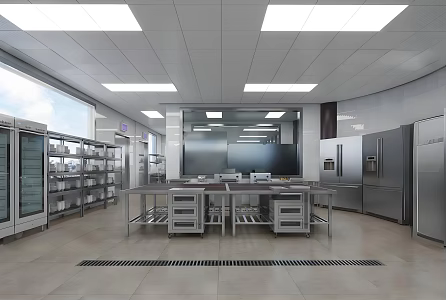 Modern catering kitchen equipment canteen kitchen console 3d model