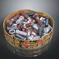 Assorted Hardware Tools Including Bolts And Nuts In Decorative Tin Box 3d model