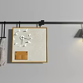 Modern Wall Mounted Hook With Square Clock Cloth Bag And Wall Lamp 3d model