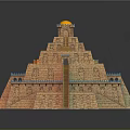 Pyramid Shaped Residential Building With Multi Level Structure Yellow Exterior And Blue Accents